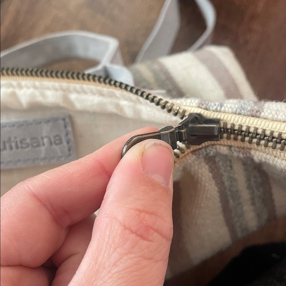 Striped Beige and Gray Shoulder Bag main image 5